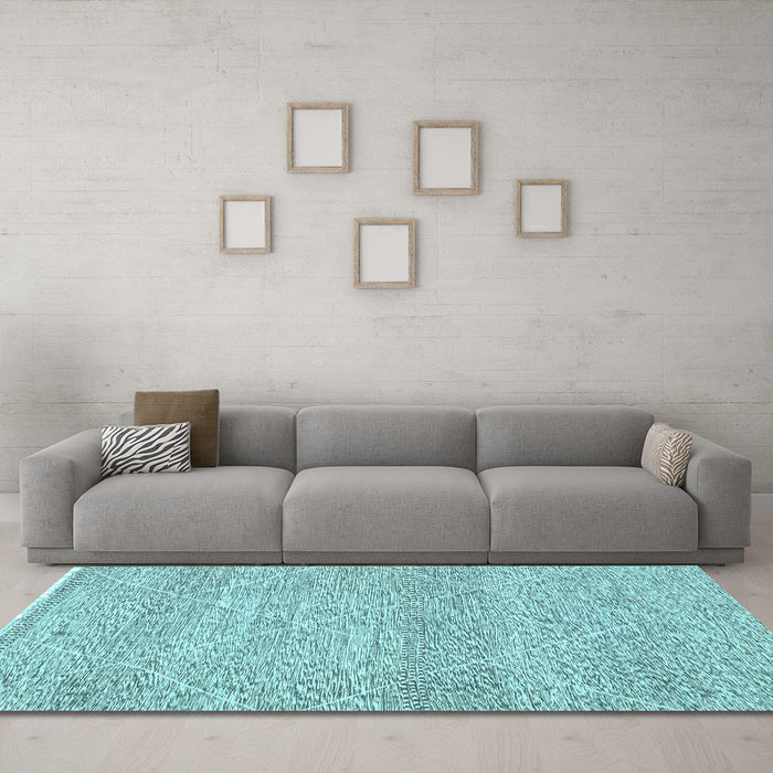 Machine Washable Abstract Light Blue Modern Rug in a Living Room, wshabs3142lblu