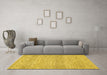 Machine Washable Abstract Yellow Modern Rug in a Living Room, wshabs3142yw