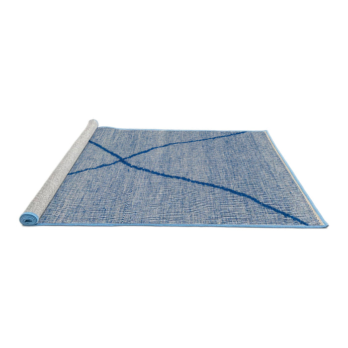 Sideview of Machine Washable Abstract Steel Blue Rug, wshabs3143