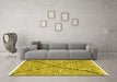 Machine Washable Abstract Yellow Modern Rug in a Living Room, wshabs3143yw