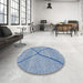 Round Abstract Steel Blue Modern Rug in a Office, abs3143