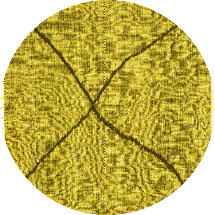 Round Abstract Yellow Modern Rug, abs3143yw