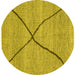 Round Abstract Yellow Modern Rug, abs3143yw