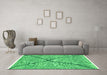 Machine Washable Abstract Green Modern Area Rugs in a Living Room,, wshabs3143grn