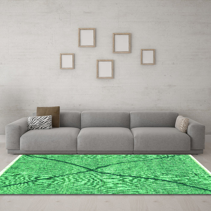 Machine Washable Abstract Green Modern Area Rugs in a Living Room,, wshabs3143grn