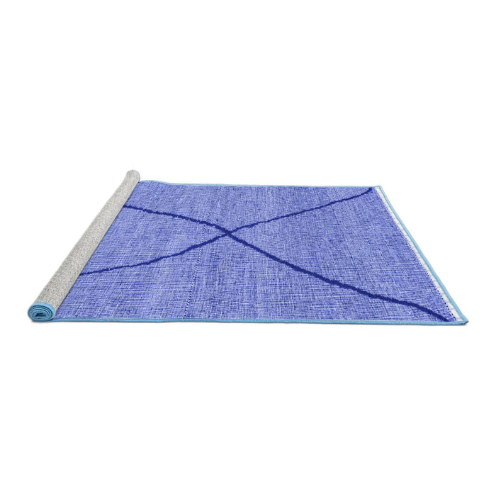 Sideview of Machine Washable Abstract Blue Modern Rug, wshabs3143blu