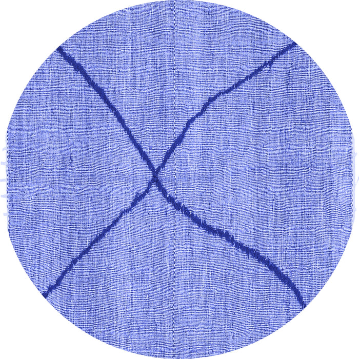 Round Abstract Blue Modern Rug, abs3143blu