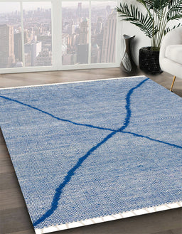 Abstract Steel Blue Modern Rug in Family Room, abs3143
