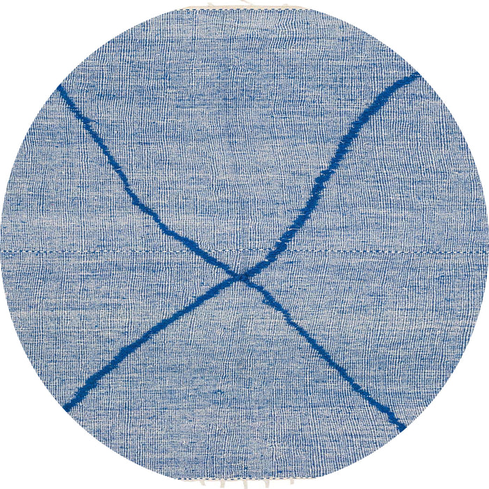 Round Machine Washable Abstract Steel Blue Rug, wshabs3143