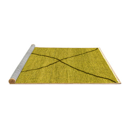 Sideview of Machine Washable Abstract Yellow Modern Rug, wshabs3143yw