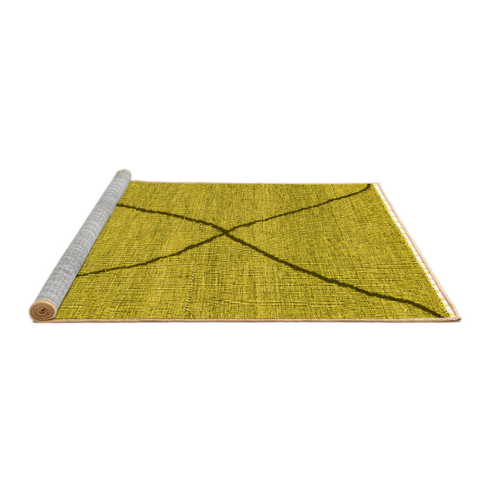Sideview of Machine Washable Abstract Yellow Modern Rug, wshabs3143yw