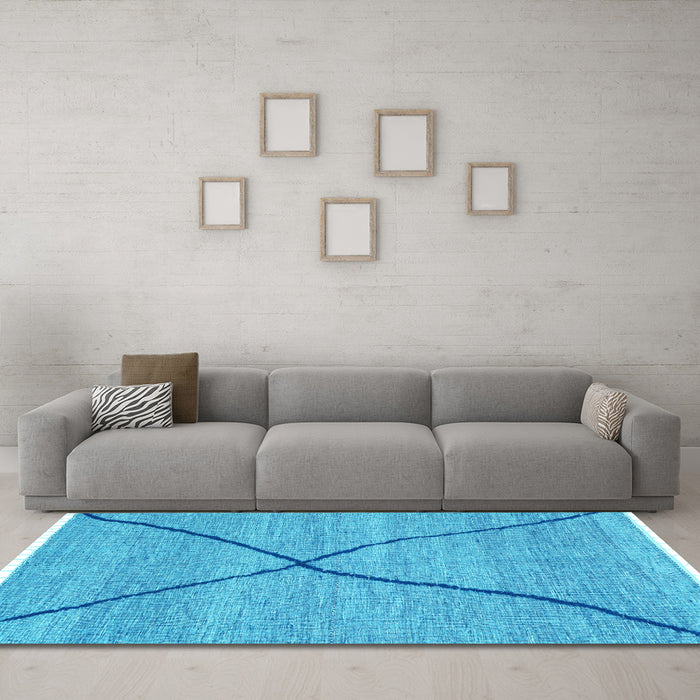 Machine Washable Abstract Light Blue Modern Rug in a Living Room, wshabs3143lblu