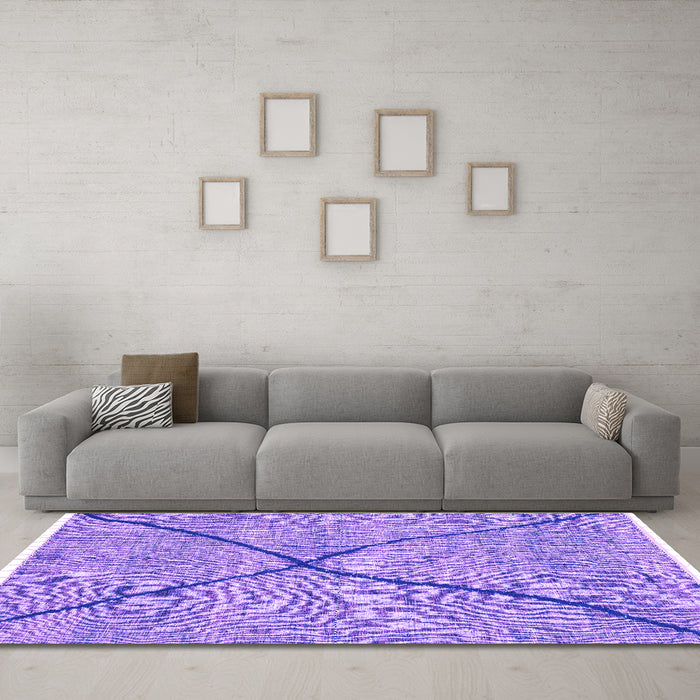 Machine Washable Abstract Purple Modern Area Rugs in a Living Room, wshabs3143pur