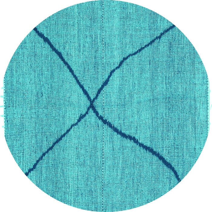 Round Abstract Turquoise Modern Rug, abs3143turq
