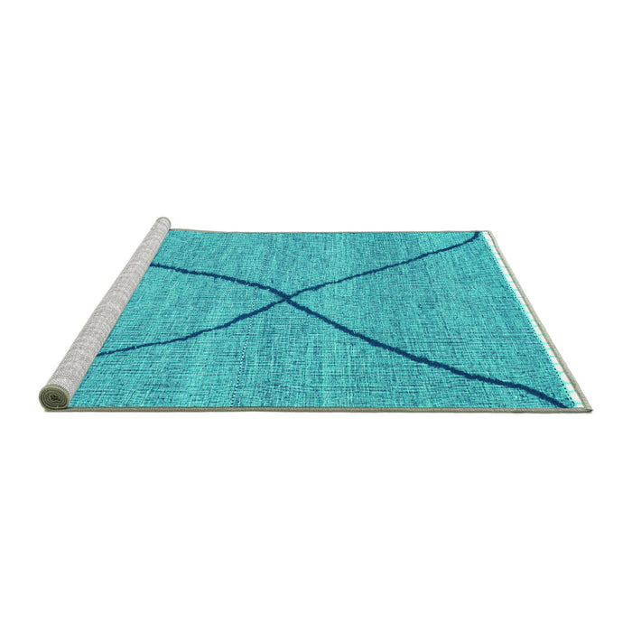 Sideview of Machine Washable Abstract Turquoise Modern Area Rugs, wshabs3143turq