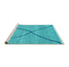 Sideview of Machine Washable Abstract Turquoise Modern Area Rugs, wshabs3143turq