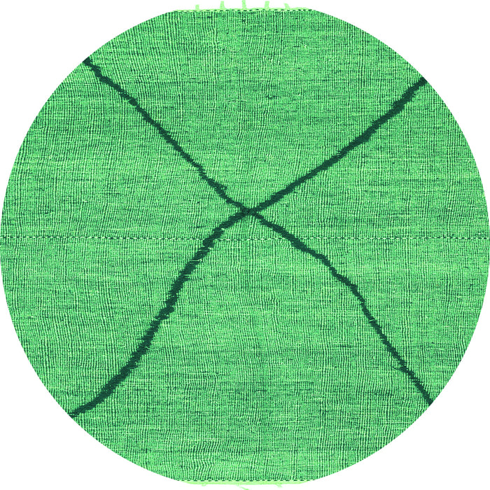 Round Abstract Green Modern Rug, abs3143grn