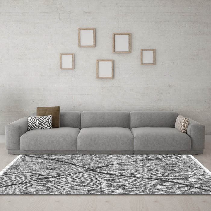 Machine Washable Abstract Gray Modern Rug in a Living Room,, wshabs3143gry