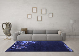Machine Washable Oriental Blue Asian Inspired Rug in a Living Room, wshabs3144blu