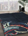 Machine Washable Abstract Blue Moss Green Rug in a Family Room, wshabs3144