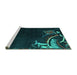 Sideview of Machine Washable Oriental Turquoise Asian Inspired Area Rugs, wshabs3144turq