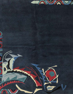 Machine Washable Abstract Blue Moss Green Rug, wshabs3144