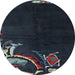 Round Machine Washable Abstract Blue Moss Green Rug, wshabs3144