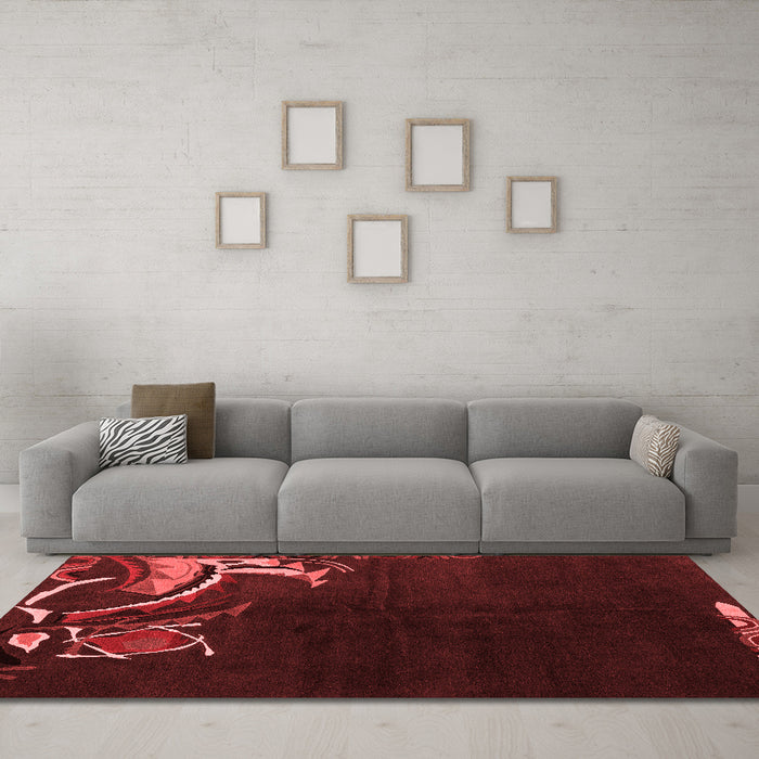Asian Inspired Red Washable Rugs