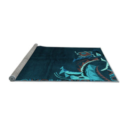 Sideview of Machine Washable Oriental Light Blue Asian Inspired Rug, wshabs3144lblu
