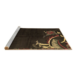 Sideview of Machine Washable Oriental Brown Asian Inspired Rug, wshabs3144brn