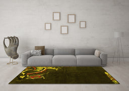 Machine Washable Oriental Yellow Asian Inspired Rug in a Living Room, wshabs3144yw