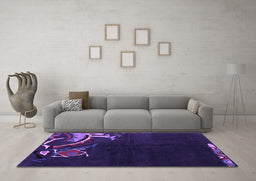 Machine Washable Oriental Purple Asian Inspired Area Rugs in a Living Room, wshabs3144pur