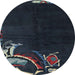 Round Abstract Blue Moss Green Oriental Rug, abs3144