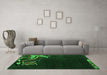 Machine Washable Oriental Green Asian Inspired Area Rugs in a Living Room,, wshabs3144grn