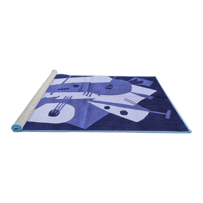 Sideview of Machine Washable Abstract Blue Modern Rug, wshabs3145blu