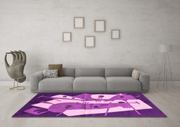 Machine Washable Abstract Pink Modern Rug in a Living Room, wshabs3145pnk