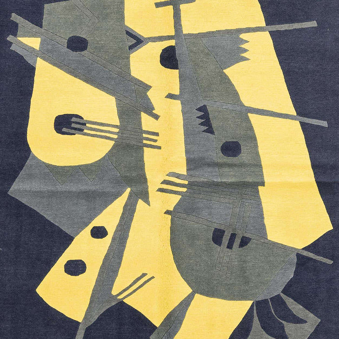 Machine Washable Abstract Metallic Gold Rug, wshabs3145