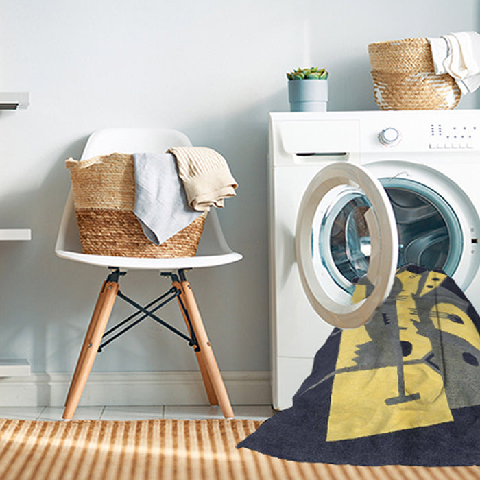 Machine Washable Abstract Metallic Gold Rug in a Washing Machine, wshabs3145