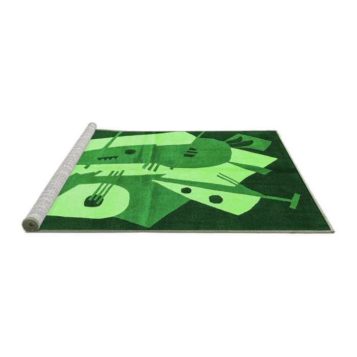 Sideview of Machine Washable Abstract Green Modern Area Rugs, wshabs3145grn