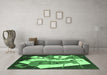 Machine Washable Abstract Emerald Green Modern Area Rugs in a Living Room,, wshabs3145emgrn