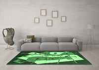 Machine Washable Abstract Emerald Green Modern Rug, wshabs3145emgrn