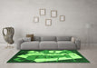 Machine Washable Abstract Green Modern Area Rugs in a Living Room,, wshabs3145grn