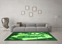 Machine Washable Abstract Green Modern Rug, wshabs3145grn