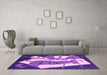 Machine Washable Abstract Purple Modern Area Rugs in a Living Room, wshabs3145pur