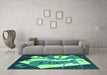 Machine Washable Abstract Turquoise Modern Area Rugs in a Living Room,, wshabs3145turq