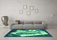 Machine Washable Abstract Turquoise Modern Rug, wshabs3145turq