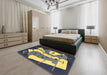 Machine Washable Abstract Metallic Gold Rug in a Bedroom, wshabs3145