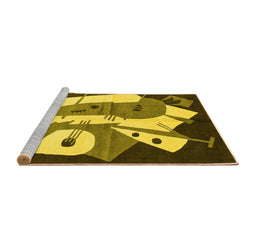 Sideview of Machine Washable Abstract Yellow Modern Rug, wshabs3145yw