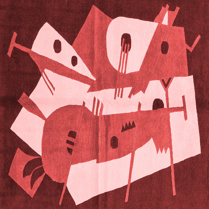 Abstract Red Modern Rug, abs3145red