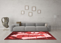 Machine Washable Abstract Red Modern Rug, wshabs3145red